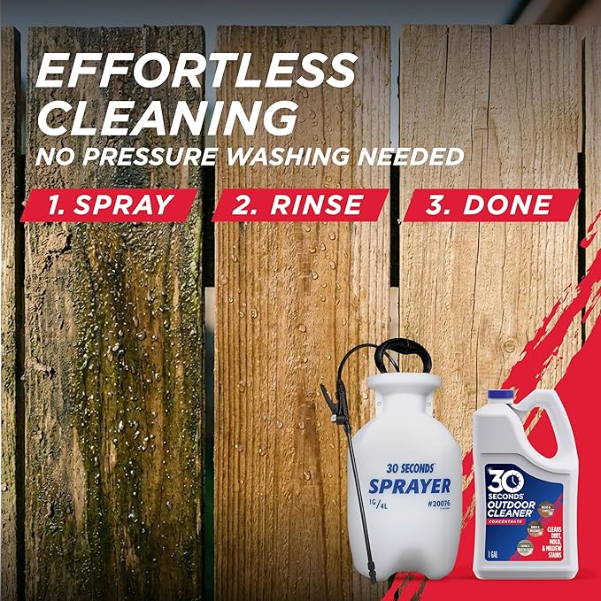 30 SECONDS Outdoor Cleaner Dirt,Mold & Mildew Cleaner & Stain Remover Concentrate | 1 Gallon