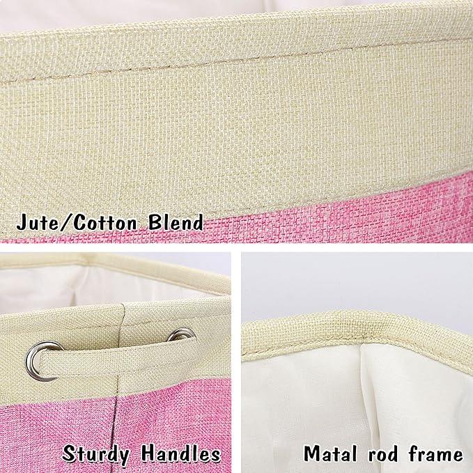 PET ARTIST Large Dog Toy Basket Bin - Rectangular Storage Box Chest Organizer for Dog Toys,Coats,Clothing,Apparel & Accessories & Blanket,Pink,15"x13"x12"