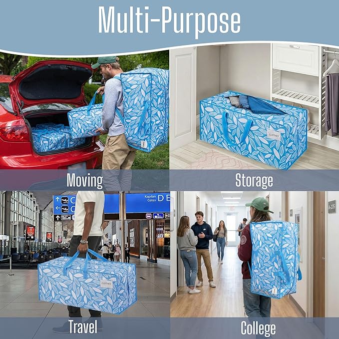 VENO 6 Pack Heavy Duty Moving Bags with Backpack Straps, Zippers & Handles, Extra Large Packing Bags for College Dorm Essentials, Moving Supplies Alternative to Cardboard Moving Boxes