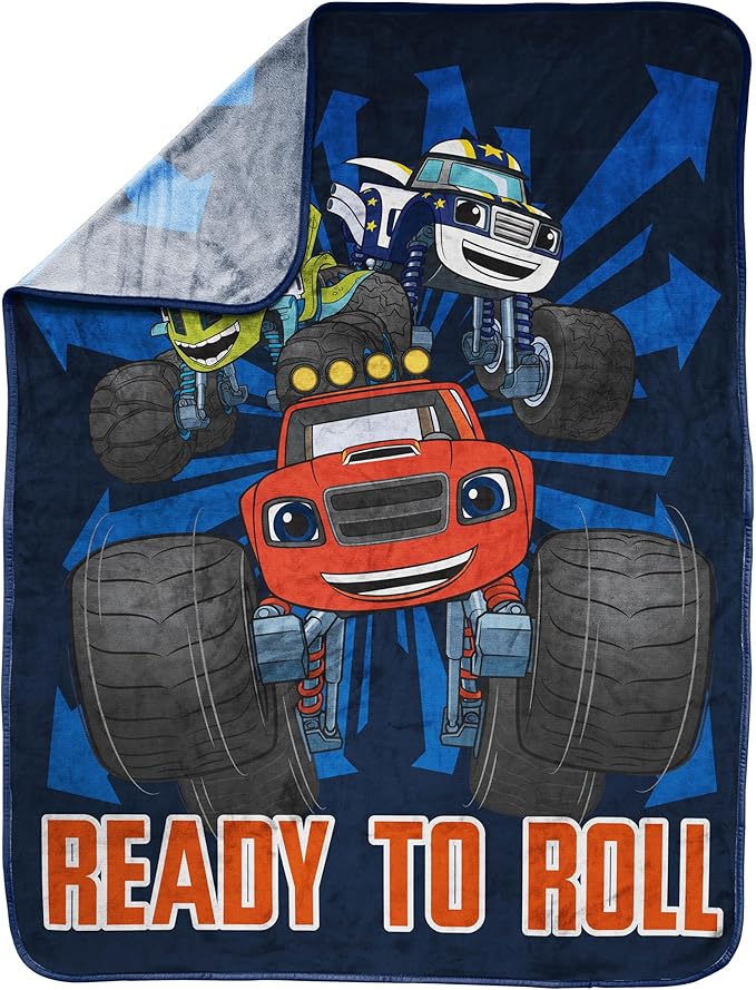 Jay Franco Kids Plush Throw Blanket – Soft & Comfy Throw for Couch or Bed – Cozy Home Décor for Living Room & Bedroom, Blue - Blaze, 40x50 - Travel Blanket