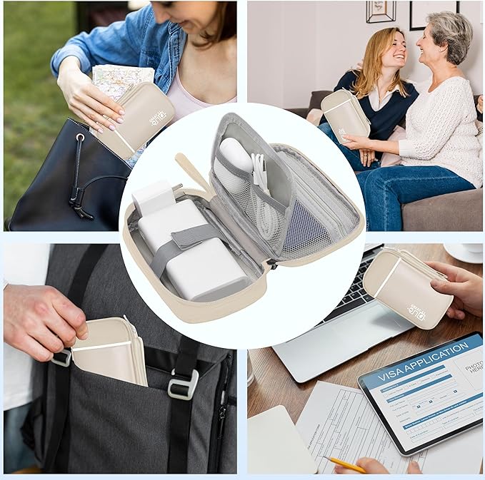 Electronics Organizer, Travel Cord Organizer Pouch, Portable Cable Organizer Bags, Waterproof Electronic Accessories Storage Case for Cables, Cords, Charger, Phone (Single Layer-Small-Beige)