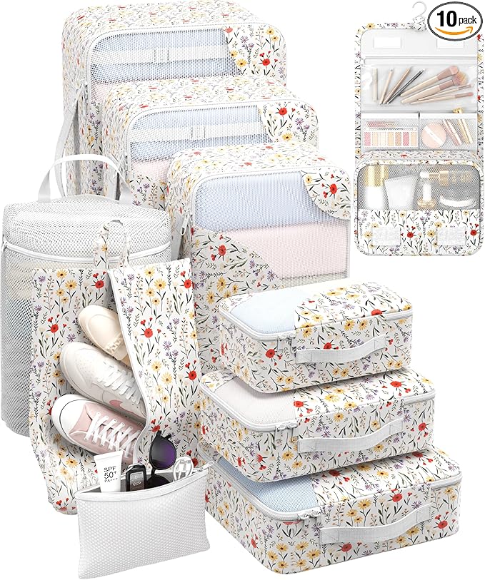 10 Set Packing Cubes for Travel, Gifts for Women Mom,Anti-Tearing Suitcase Organizer,OlarHike Vacation Essentials & Accessories for Cruise Ship