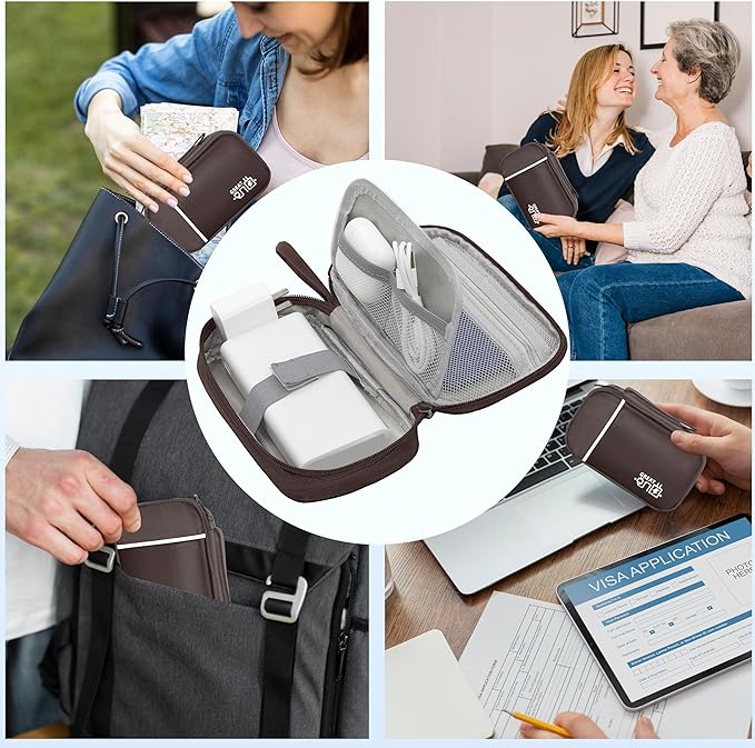 Electronics Organizer, Travel Cord Organizer Pouch, Portable Cable Organizer Bags, Waterproof Electronic Accessories Storage Case for Cables, Cords, Charger, Phone (Single Layer-Small-Brown)