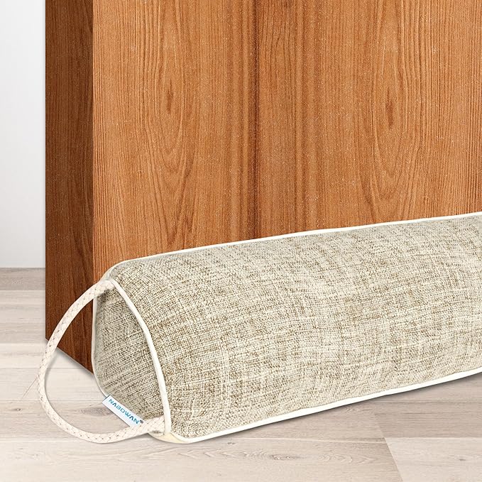 NABOWAN 30" Weighted Under Door Draft Stopper - Triangular Door Draft Blocker with Hook Loops for Easy Install, Save Energy, Home Room Essentials