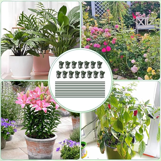 20pcs 15.7" Plant Stakes with 30pcs Clips, Bendable Orchid Stakes and Clips Set, Tall Support for Indoor/Outdoor Plants, Potted Plants, Single-Stem Vines, Flower Plant Support Sticks for Orchid, Rose, Peony