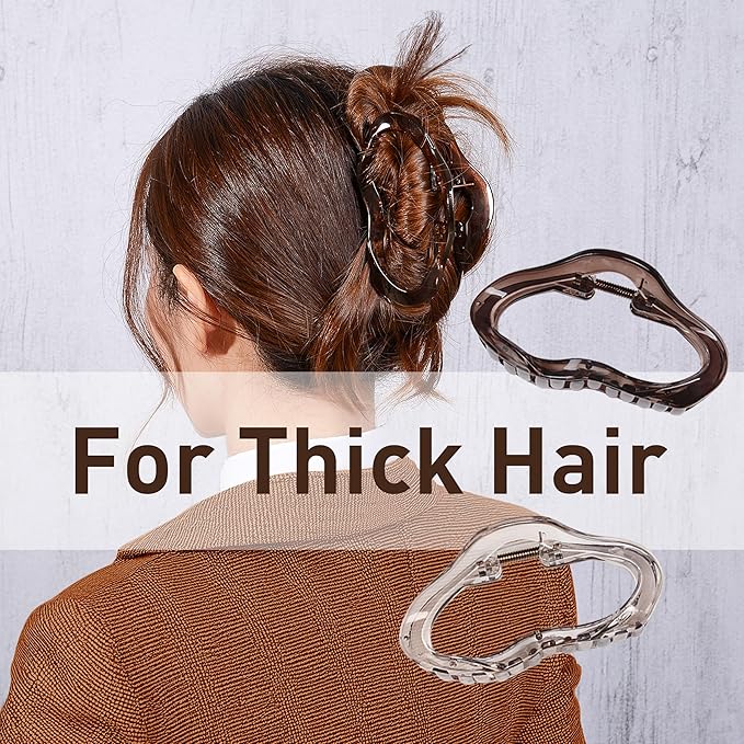 Emma Lily 4pcs Large Hair Claw Clips for Women – Dark & Light Brown Strong Hold for Thick Hair Casual Daily Use