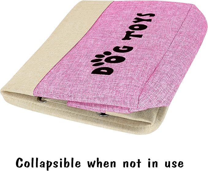 PET ARTIST Large Dog Toy Basket Bin - Rectangular Storage Box Chest Organizer for Dog Toys,Coats,Clothing,Apparel & Accessories & Blanket,Pink,15"x13"x12"