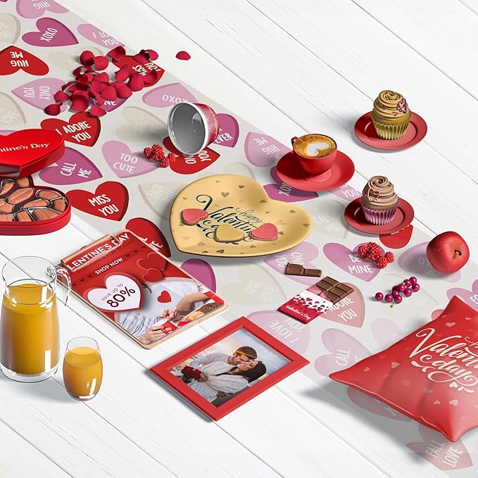 OHOME Valentines Day Decorations - Valentines Table Runner | Valentines Day Decor Party Favors Supplies - Galentines Day Decorations Centerpiece Accessories for Home Kitchen