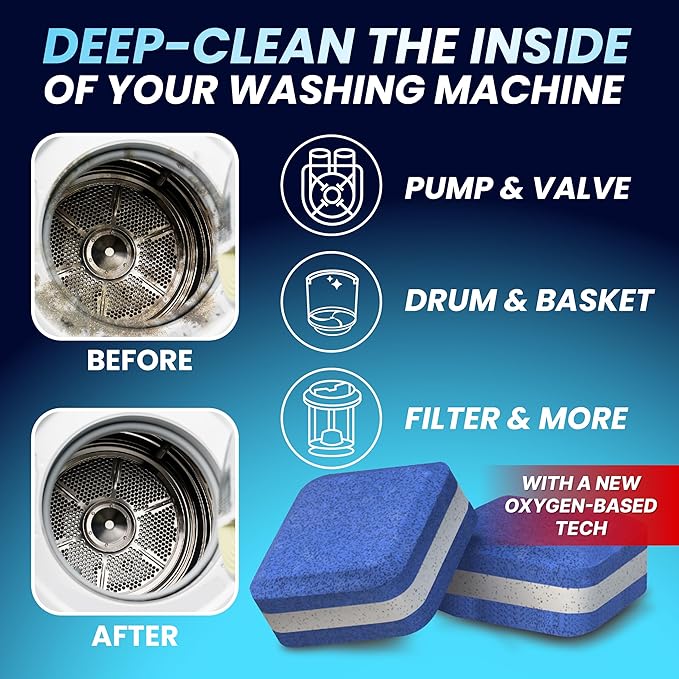 Washing Machine Cleaner New Ultra Pro Tablets 50% Stronger Formula for Pet - 28 Pack, HE Front & Top Load, Washer Deep Cleaning, Remove Tough Pet Hair, Odors, Residue & Grime, No Dander Build-up