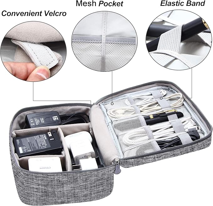 VOCUS Electronics Organizer Travel Cable Organizer Bag for Electronics Accessories, Portable Tech Carrying Large Storage Case for Charger, Cord, Power Bank, Hardware