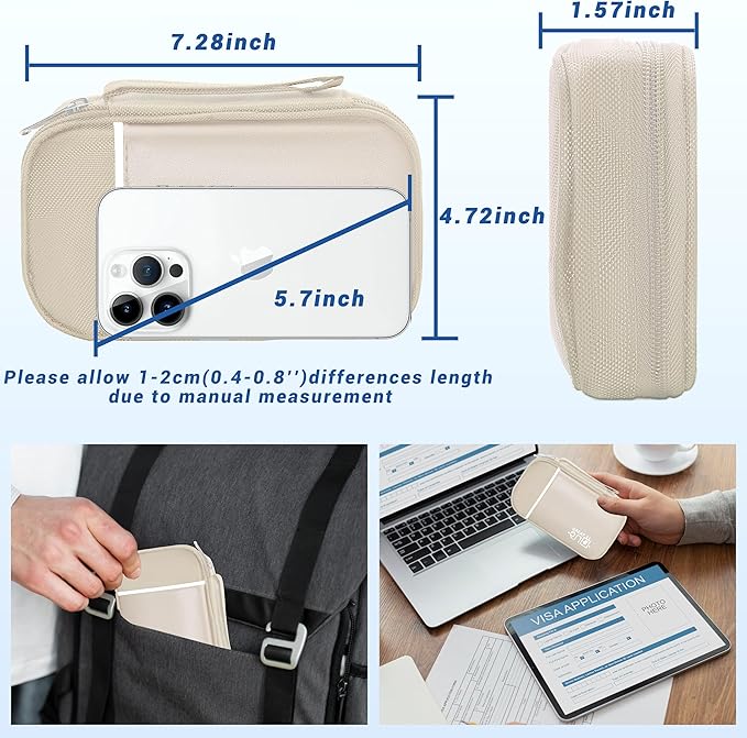 Electronics Organizer, Travel Cord Organizer Pouch, Portable Cable Organizer Bags, Waterproof Electronic Accessories Storage Case for Cables, Cords, Charger, Phone (Single Layer-Small-Beige)