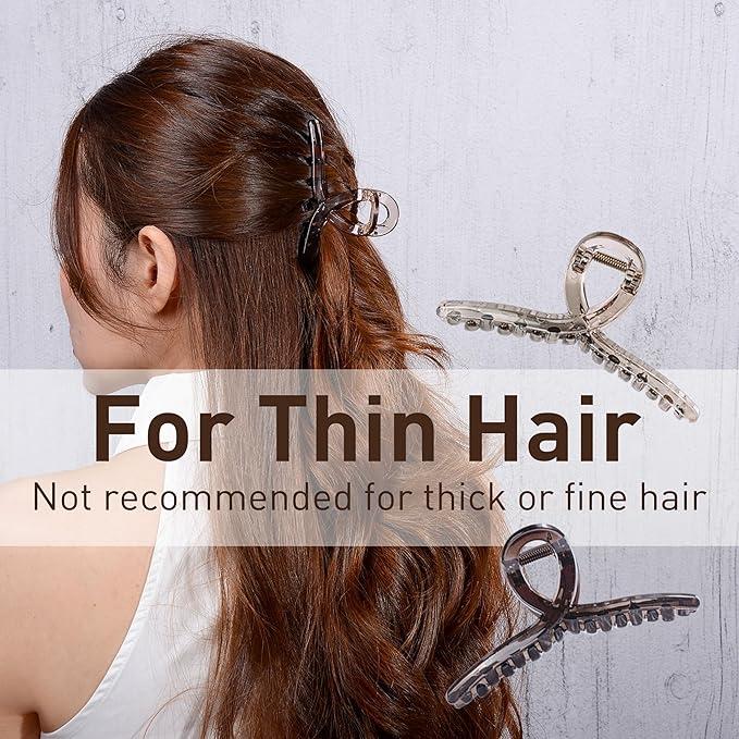 Emma Lily 4pcs Medium Hair Claw Clips for Women – Dark & Light Brown Strong Hold for Thin Hair Casual Daily Use