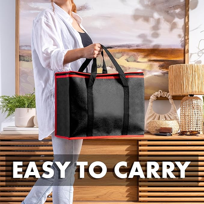 Carrywell Insulated Reusable Grocery Bags, Catering and Delivery Bag For Hot and Cold Food, Collapsible Thermal Tote For Doordash, Not-Made In China
