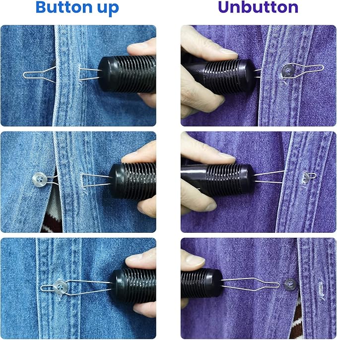 Daily Treasures 2pack Button Hook and Zipper Pull, Button Hook for Seniors with 8Pcs Zipper Pulls,Button Assist Tool,Button Assist Device with Non-Slip Ribbed Handle for Seniors and Disabilities
