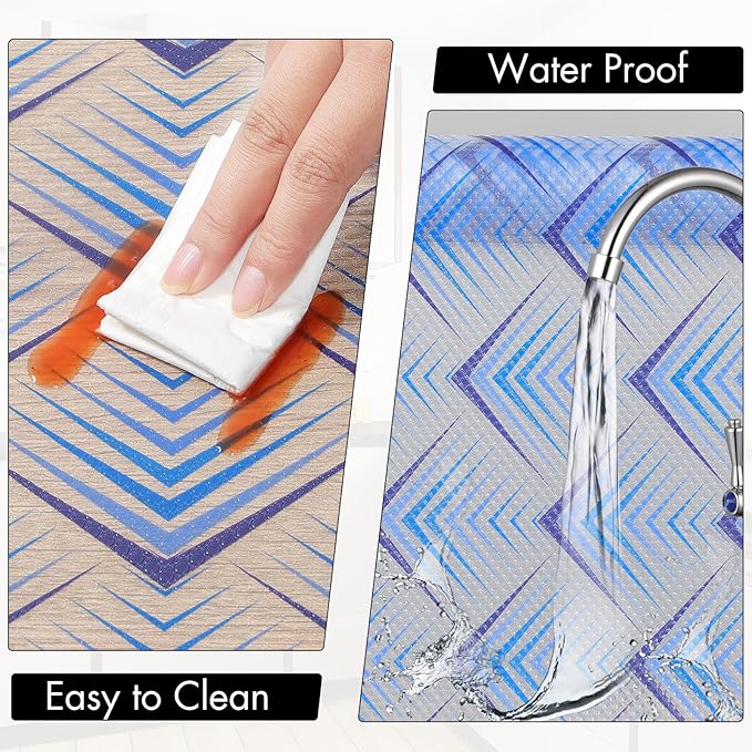 Cooyes Shelf Liner for Kitchen Cabinets – Non-Adhesive Waterproof Drawer Liner – Durable EVA Material Easy-to-Cut Shelf Paper for Refrigerator, Cupboard, Dresser with Modern Pattern