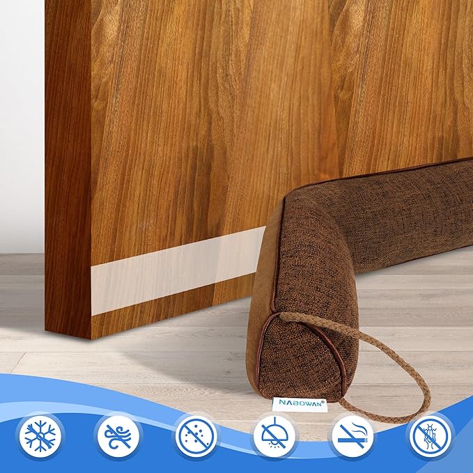 NABOWAN 36" Weighted Under Door Draft Stopper - Triangular Door Draft Blocker with Hook Loops for Easy Install, Save Energy, Home Room Essentials