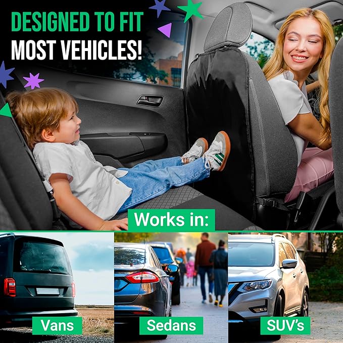 2 Pack Kick Mats Back Seat Protector - Backseat Car Organizer for Kids, Car Storage Organizer, Back Seat Cars Organizers, Cars Organizers Backs Seats, Travel Accessories, No Pockets