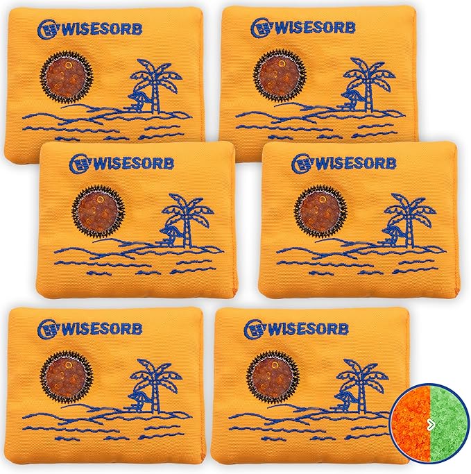 50g x 6 Packs Rechargeable Desiccant Packs, Orange Indicating Silica Gel Packets, Moisture Absorber for Storage, Seeds, 3D Filaments, Electronics, Safes, Luggage - Reusable Dehumidifier Bags