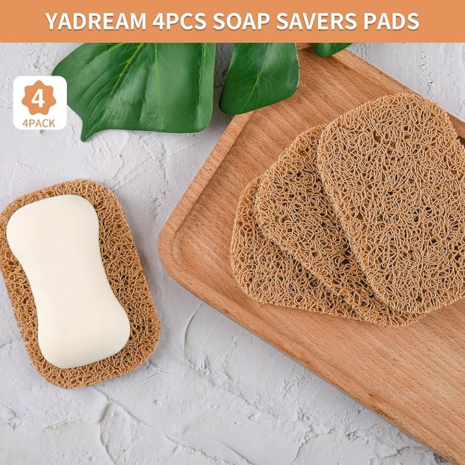 4PCS BPA-Free Soap Savers Pads for Soap Dish,Easy to Clean Soap Lifting Pads Suitable for Shower Kitchen Bathroom Bathroom Travel Hotel Cleaning Product(Coffee)