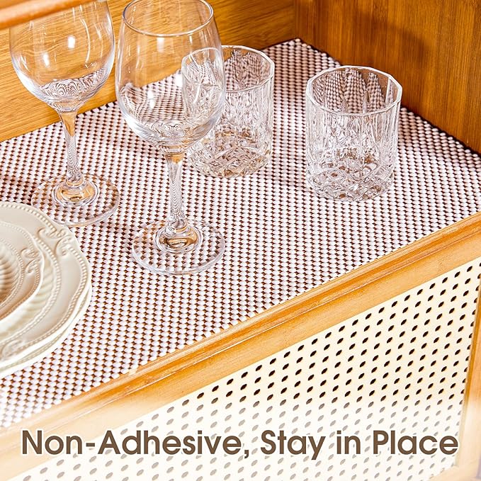 Shelf Liner for Kitchen Cabinet, Drawer Liners Non Slip Non Adhesive Thick Mat, Breathable Dresser Pantry Bathroom Protector, White, 20" x 120"