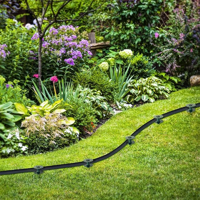 Chumia 2 Pieces 10 Inch Garden Hose Guide Spike, Zinc Coated Rustproof Heavy Duty Metal Stake, Sturdy Top, Keeps Garden Hose Out of Flower Beds, Guard for Yard Plant Protection (Dark Green)