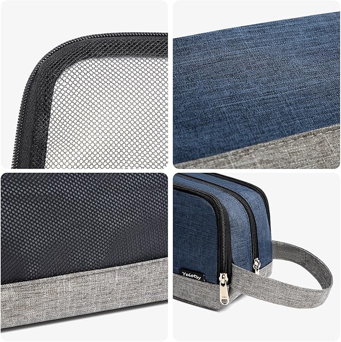 Yeiotsy Men's Travel Toiletry Bag – Color Clash Dopp Kit with Mesh Pockets, Durable Shaving Organizer for Gym, Camping & Weekend Trips