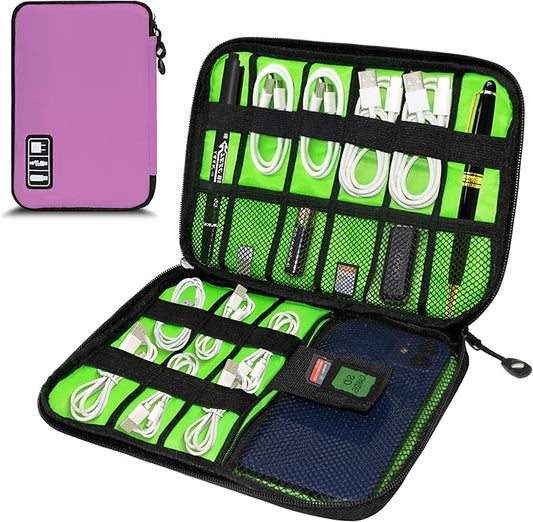 Electronics Organizer, Travel Cord Organizer Pouch, Portable Cable Organizer Bags, Travel Electronic Accessories Storage Case for Cables, Cords, Charger, Phone (Pink)