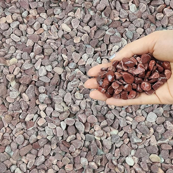 FANTIAN 2 lbs Succulent and Cactus Pebbles Gravel, 3/8 Inch Decorative Red River Rocks for Plants Indoor, Vases, Terrariums, Potted Top Dressing and Outdoor Decorative Stones