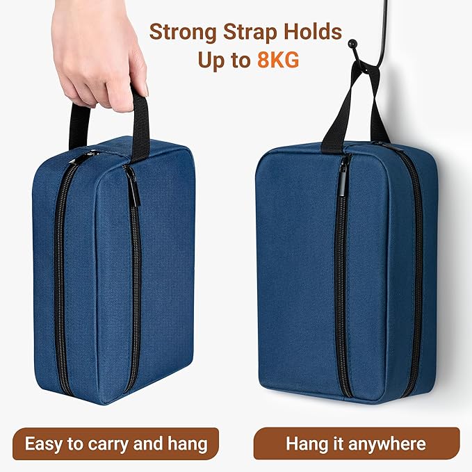 Elviros Travel Toiletry Bag for Women and Men,Lightweight Makeup Bag Hanging Dopp Kit with Shaving Compartment Cosmetic Organizer Small Tool Bag Travel Essentials,Gifts for Men(Navy Blue)