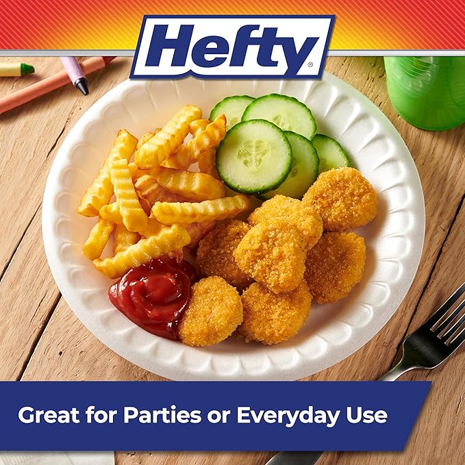 Hefty Everyday 9 Inch Foam Plates,White,45 Count (Pack of 12)