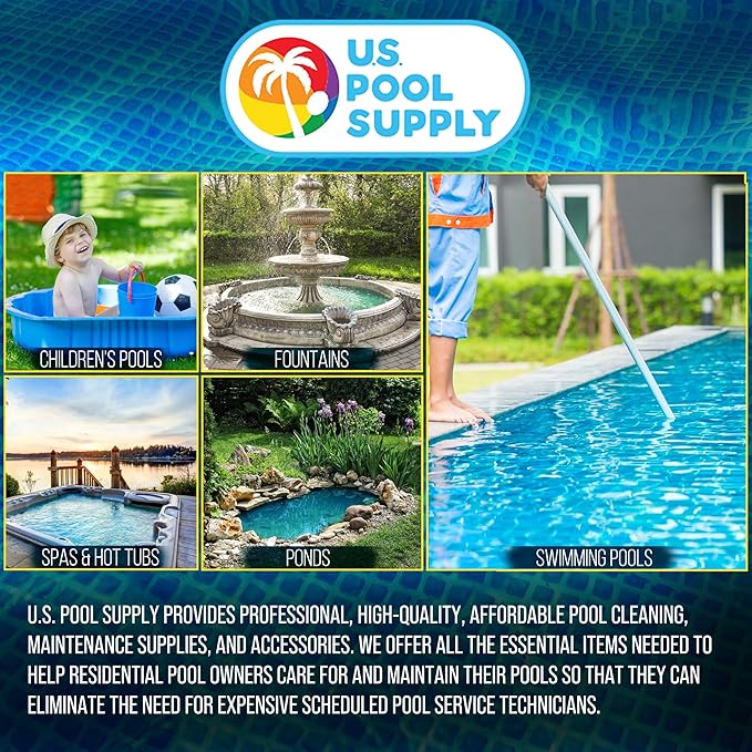 U.S. Pool Supply Pool Skimmer Net with Pole, Handheld Ultra Fine Mesh Pool Skimmer Net - Hand Held Spa, Hot Tub, Pond Cleaning - 17" Pole, Leaf Netting, Scoop Skim Leaves & Debris, Clean Water Surface