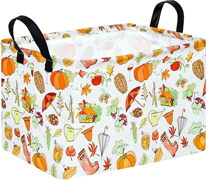 Rec Thanksgiving Box Hamper Storage Basket Collapsible Organizer Bin Gift Shelf Baskets for Home and Kitchen Storage