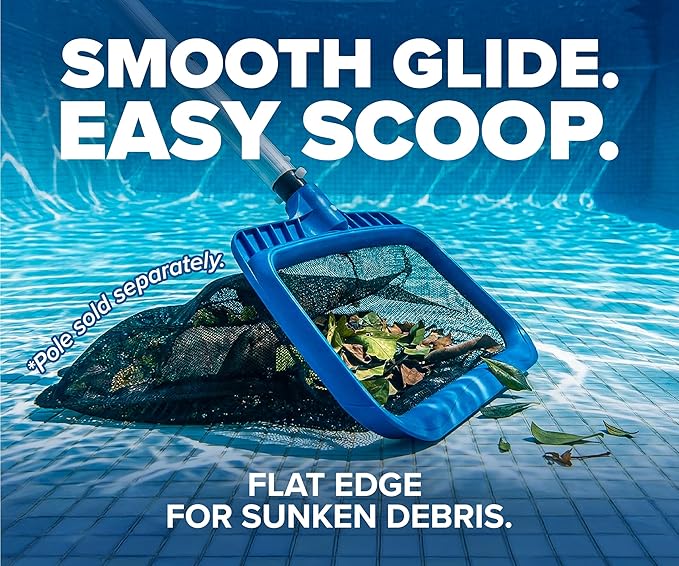 Pool Skimmer Net for Leaves - Leaf Rake for Pool Cleaning // Swimming Pool Leaf Net - Heavy Duty, Reinforced Frame, Large Capacity Pool Rake // The Ultimate Pool Rake for Pools (Pole Sold Separately)
