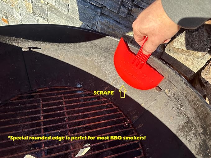 LavaLock Smok-n-Scrape Grill and Smoker Scraper, Residue Remover Cleaning Tool for Weber Kettle, Weber Smokey Mountain, UDS, WSM (Red Smoke-n-Scrape)