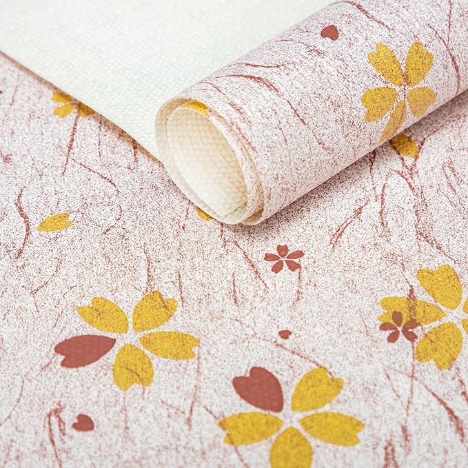 RAY STAR 12X120 Inch Shelf Liner for Kitchen Cabinets, Non-Adhesive Cabinet Liner Washable, PVC Drawer Liner for Dresser Non-Slip Bathroom (Yellow-Floral)(5 Roll)