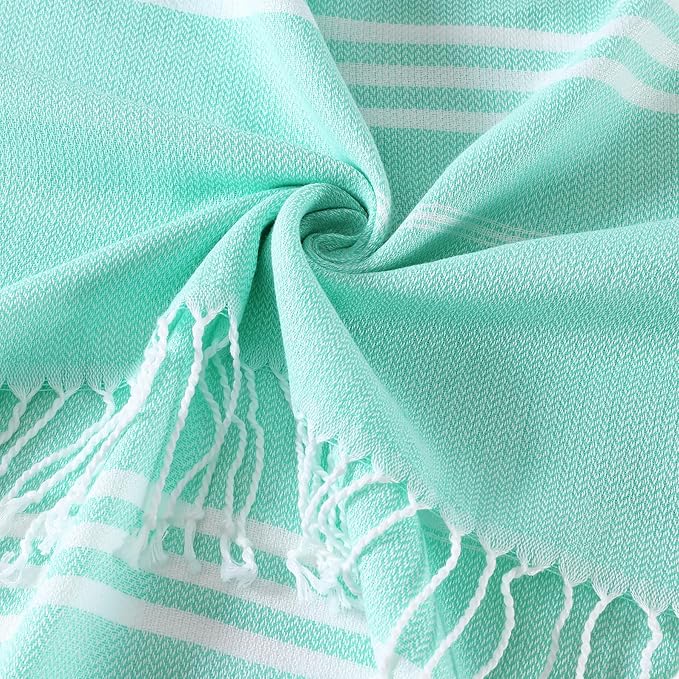 Genovega 6 Oversized Cotton Turkish Beach Bath Towel Set Bulk 74"x38" Extra Large Sand Free Quick Dry Swimming Camping Pool Clearance Towels Blanket Essentials Adult Multi Blue Stripes