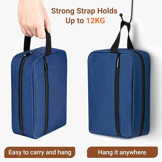 Elviros Travel Toiletry Bag for Women and Men,Lightweight Makeup Bag Hanging Dopp Kit with Shaving Compartment Cosmetic Organizer Large Tool Bag Travel Essentials,Gifts for Men(Large,Navy Blue)
