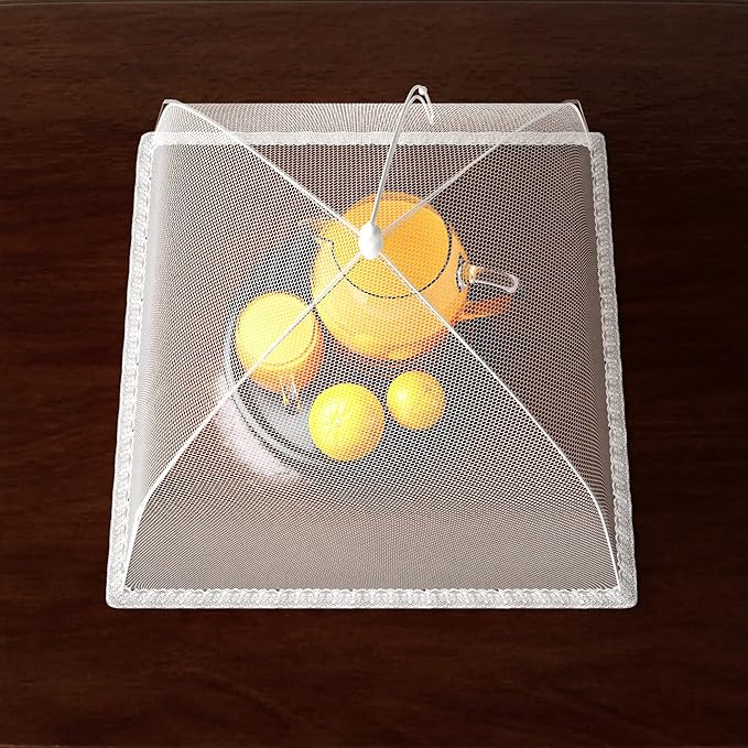 Simply Genius Mesh Food Covers - 12-Pack, 17in x 17in, White - Outdoor Kitchen & Picnic Accessories - Hosting Essentials for Glamping & Tailgating