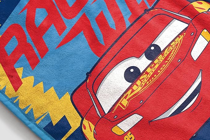 Jay Franco Kids Plush Throw Blanket – Soft & Cozy Fleece Throw for Bedroom & Couch Décor, Official Licensed Product, Blue - Cars, 40x50 - Travel Blanket