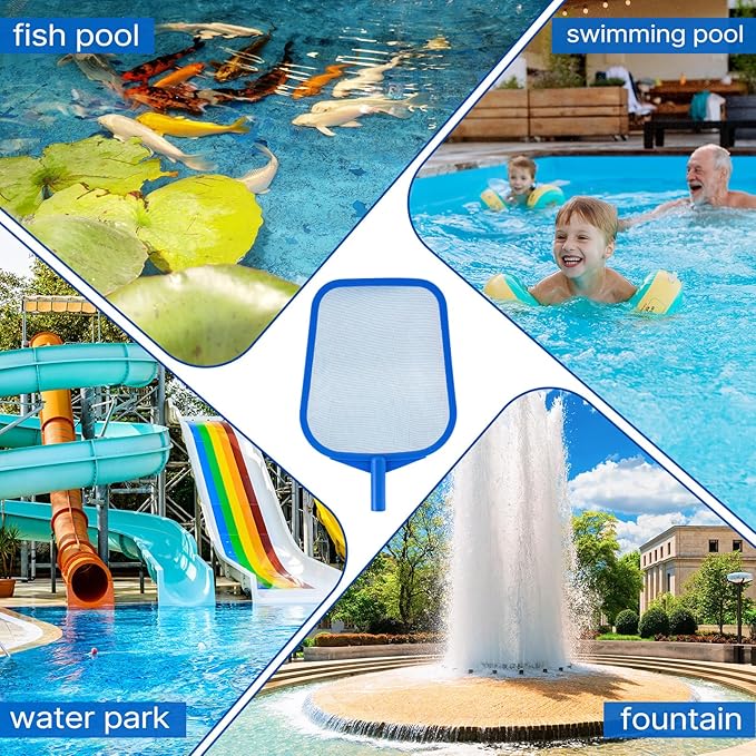 Pool Net - Pool Skimmer Net with 5 Section Detachable Poles, 22.2''- 59.1'', Skimmer Net with Fine Mesh Net, Pool Leaf Net