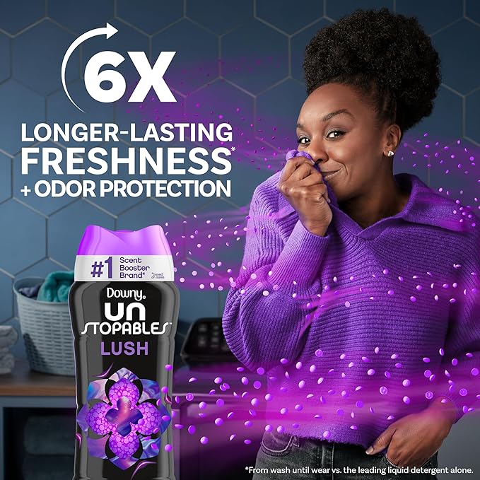 Downy Unstopables In Wash Scent Booster Beads, Lush Scent, 30.1 oz, Laundry Beads for Odor Protection, Downy Scent Booster Beads, Laundry Scent Boosters