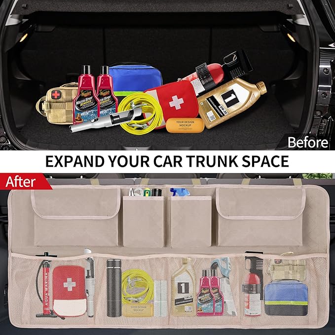Car Trunk Organizer Storage (Khaki)