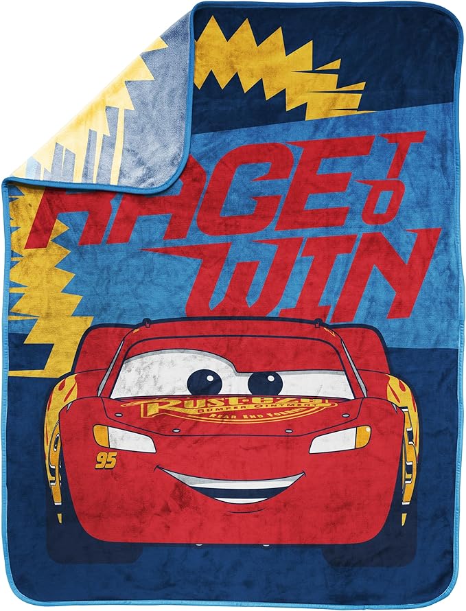 Jay Franco Kids Plush Throw Blanket – Soft & Cozy Fleece Throw for Bedroom & Couch Décor, Official Licensed Product, Blue - Cars, 40x50 - Travel Blanket