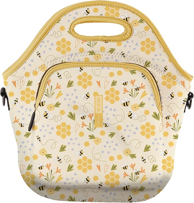Sok It LunchTote Zippered Bag Insulated Neoprene Caddy (Honeycomb Buzz, X-Large 6.5 Quart Lunch Tote)