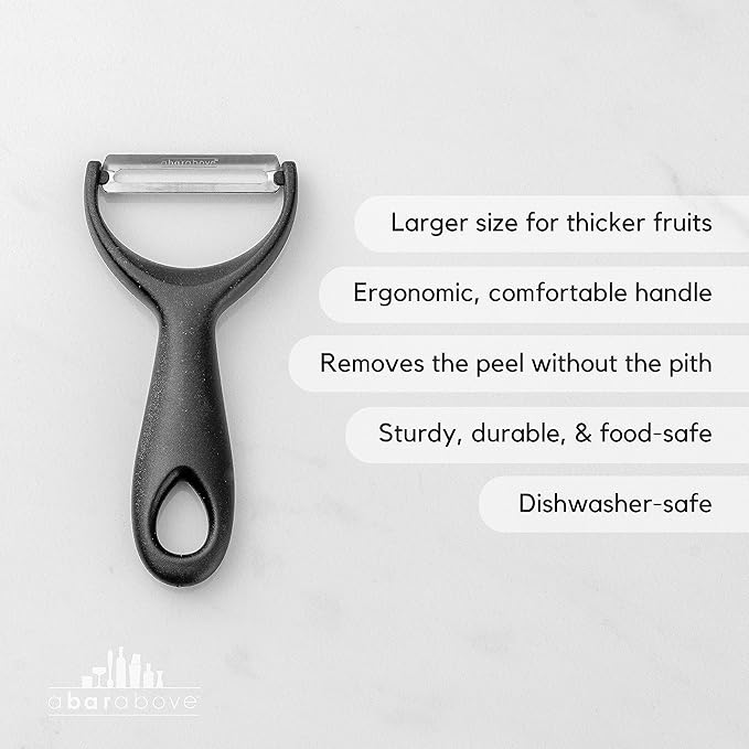 A Bar Above Gold Citrus Peeler, Stainless Steel Fruit Peeler for Garnishes, Cocktail Twists, Comfortable Grip Peeling Tool for Oranges, Lemons, Limes, Bartender Accessory, Kitchen Essentials, Silver