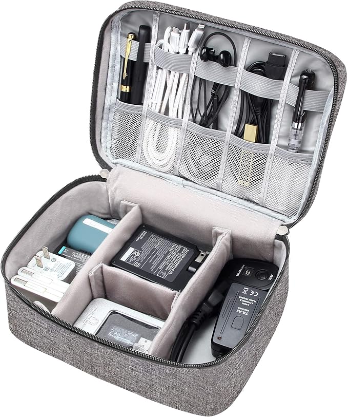 VOCUS Electronics Organizer Travel Cable Organizer Bag for Electronics Accessories, Portable Tech Carrying Large Storage Case for Charger, Cord, Power Bank, Hardware