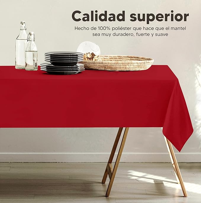 Utopia Kitchen Rectangle Table Cloth 2 Pack (60x84 Inches, Red), Machine Washable Polyester Table Cover for Dining, Buffet Parties, Picnics, Events, Weddings and Restaurants