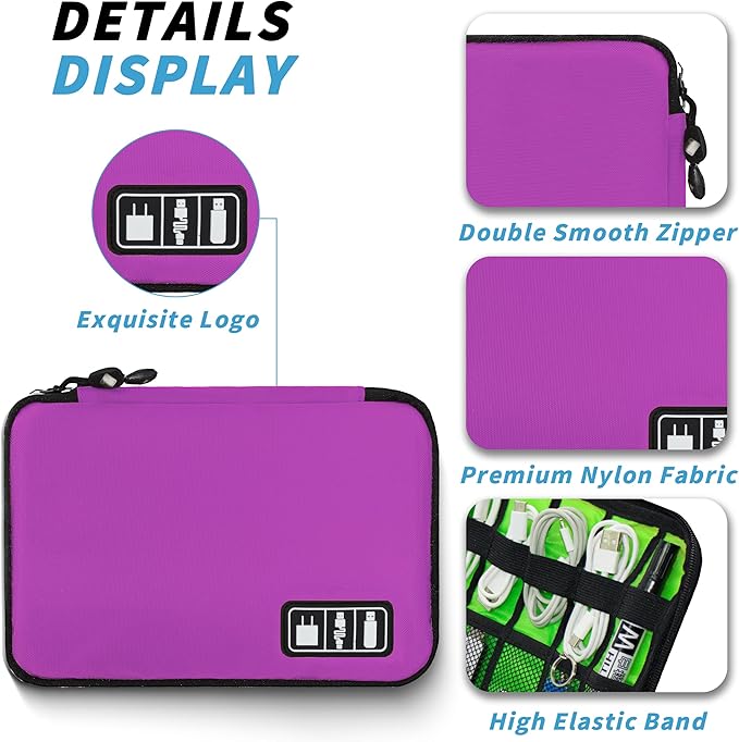 Electronics Organizer, Travel Cord Organizer Pouch, Portable Cable Organizer Bags, Travel Electronic Accessories Storage Case for Cables, Cords, Charger, Phone (Rosered)