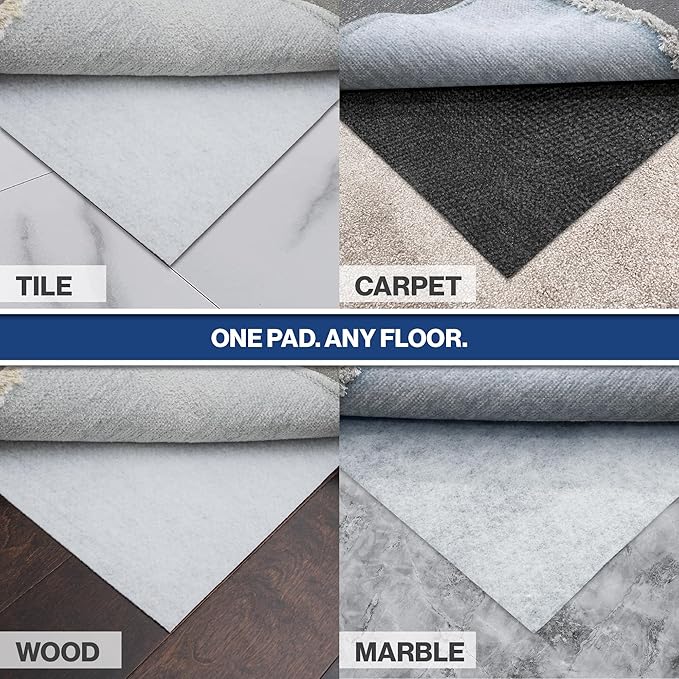 Teebaud 2'6 x 12' Non-Slip Rug Pad, Reversible Gripper, Non Skid Pads for Hardwood, Vinyl, Tile, Laminate Floors, Keep Area Rugs Secure, Natural Materials Safe for Indoor Flooring, ¼” Thick