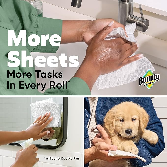 Bounty Quick Size Paper Towels, White, 8 Family Rolls